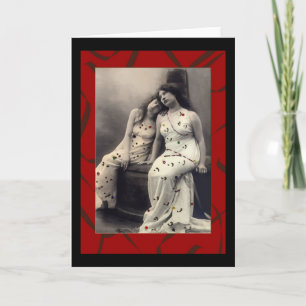 Damas de pelo largo con tarjetas de notas victoria