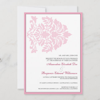 Damas dulces 5x7 Invitación a la boda rosa/blanca