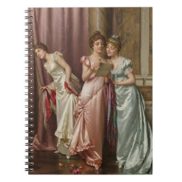 Damas Reggianini leyendo un cuaderno de cartas