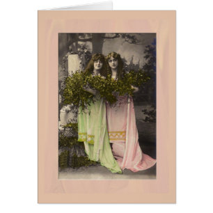 Damas victorianas con flores en el cementerio
