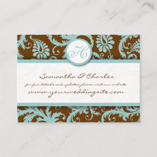 Damasco azul Aqua en las tarjetas de matrimonio Da