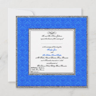 Damasco azul con invitación a la boda del Reino Un