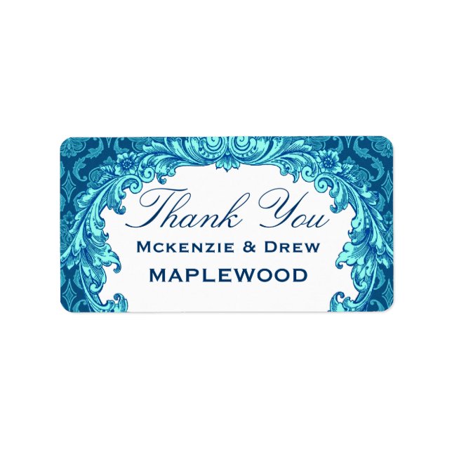 Damasco Azul Gracias Pegatina B451 (Frente)