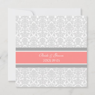 Damasco blanco de color gris de la invitación a la