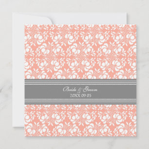 Damasco blanco de color gris de la invitación a la