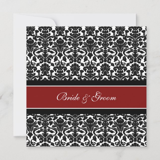 Damasco blanco negro rojo de las invitaciones de (Anverso)