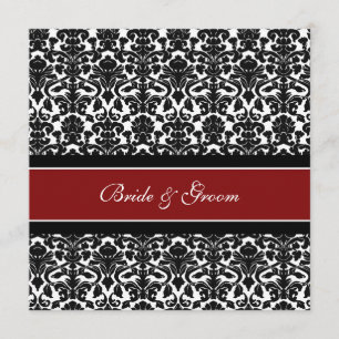 Damasco blanco negro rojo de las invitaciones de