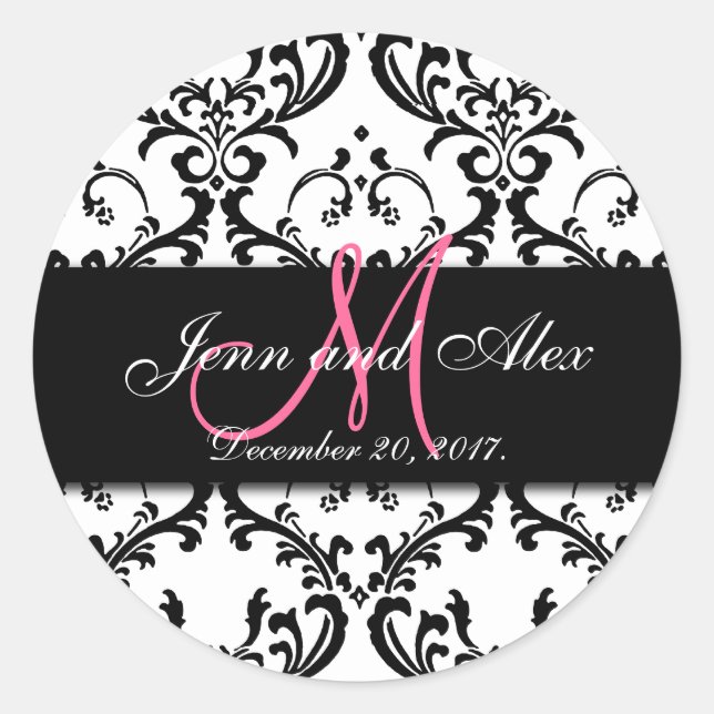 Damasco blanco negro salva a los Pegatinas de cita (Anverso)