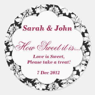 damasco blanco y negro Cómo dulce es Pegatina