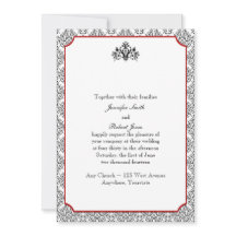 Damasco blanco y negro con invitación a la boda ro