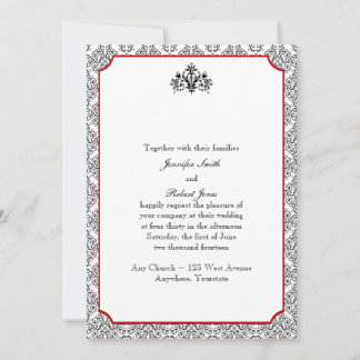 Damasco blanco y negro con invitación a la boda ro