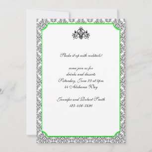Damasco blanco y negro con invitación a la fiesta