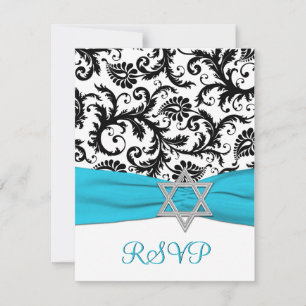 Damasco blanco y negro con RSVP de la cinta de opc