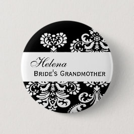 Damasco blanco y negro del botón de la ABUELA de
