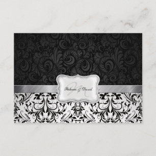 Damasco blanco y negro hermoso que casa la tarjeta