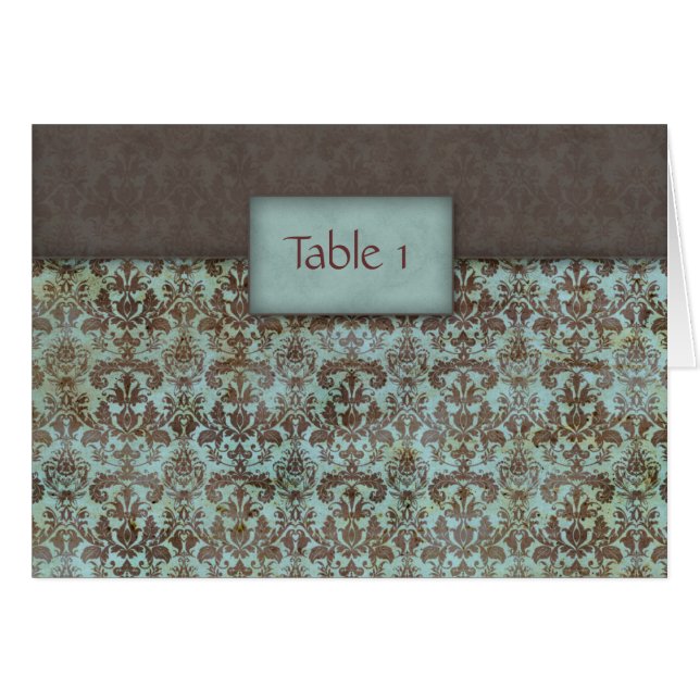 Damasco Brown azul de la tarjeta del asiento de la (Anverso (Horizontal))