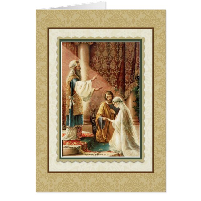 Damasco católico tradicional del oro de la boda (Frente)