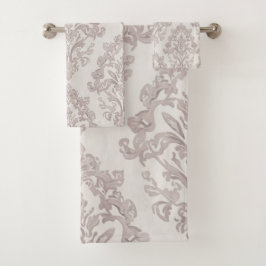 Damasco Clásico Floral Acuarela Taupe Suave