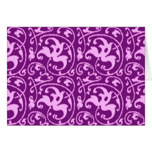 Damasco con flores de Ikat - Orquídea y Púrpura