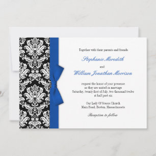 Damasco Con Invitación A La Boda Azul