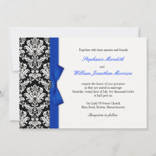 Damasco Con Invitación A La Boda Azul