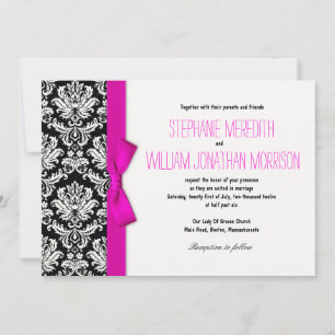 Damasco Con Invitación A La Boda De Balo Rosado Ca