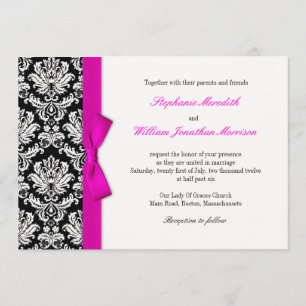 Damasco Con Invitación A La Boda De Balo Rosado Ca