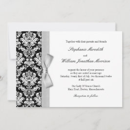 Damasco Con Invitación De Boda De Flor De Plata Gr