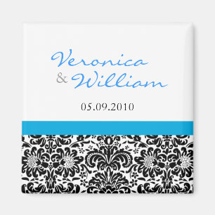 Damasco de acentos azules salva el imán de fecha
