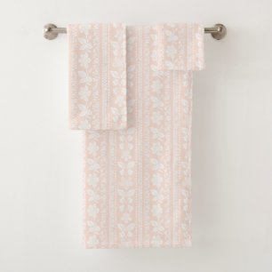 Damasco de banda floral rosa y blanca de Rubor