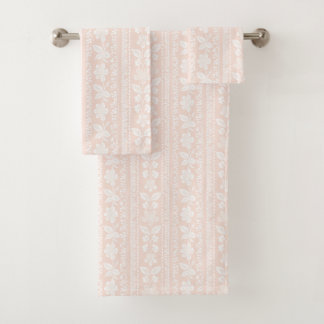 Damasco de banda floral rosa y blanca de Rubor