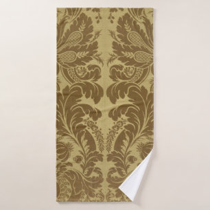 Damasco de brocado floral dorado mostaza vintage