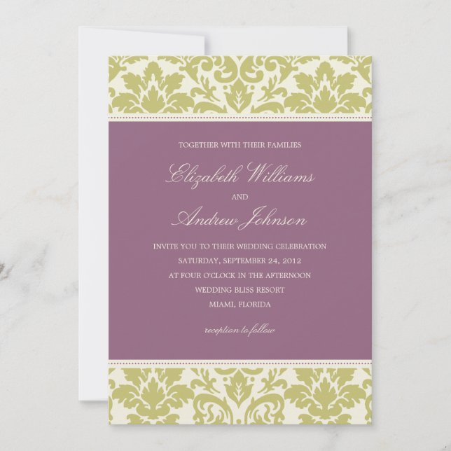 DAMASCO DE CIRUELA Y LIMA | INVITACIÓN DE BODAS (Anverso)