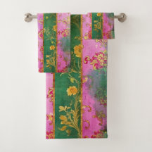 Damasco de Grunge Rosado Salvaje - Set de toallas