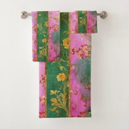 Damasco de Grunge Rosado Salvaje - Set de toallas