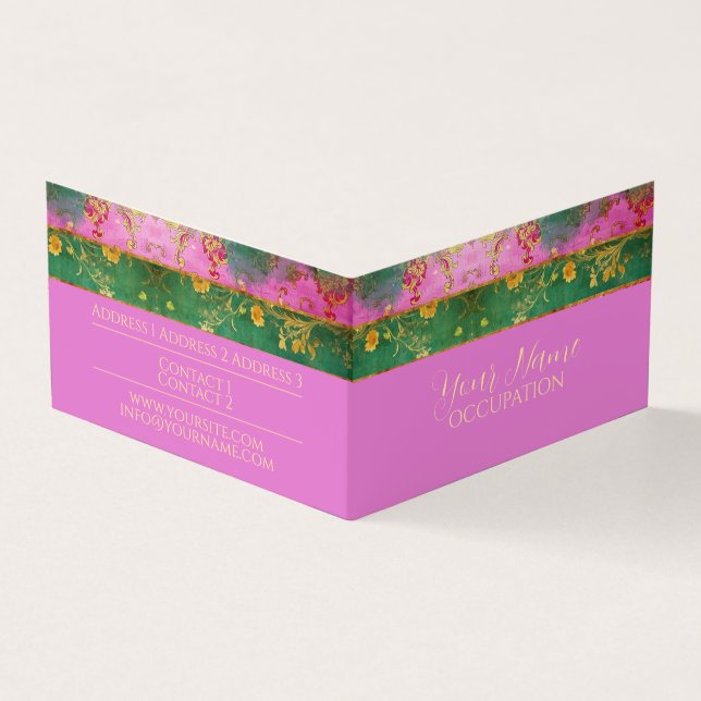 Damasco de Grunge Rosado Salvaje - Tarjeta de visi (Exterior)