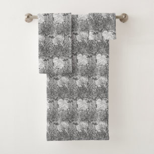 Damasco de la flor, gris jacobeo/gris y blanco