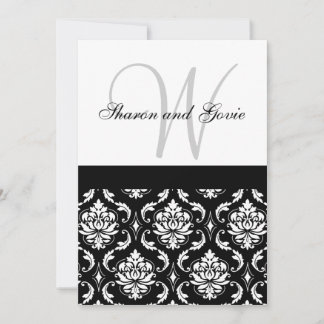 Damasco de nombres de monogramas de invitación de