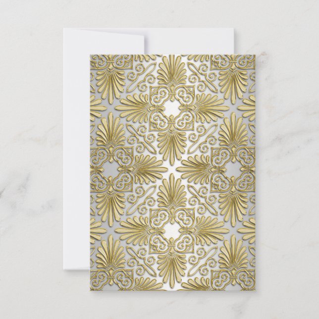 Damasco de oro blanco Art Deco RSVP 2 (Anverso)