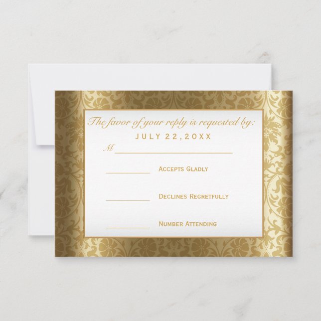 Damasco de oro RSVP y blanco (Anverso)