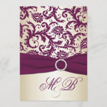 Damasco de Plum con Invitación de casamiento de ci