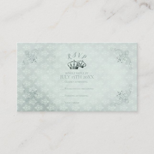 Damasco de seda - Tarjeta RSVP de boda (Anverso)