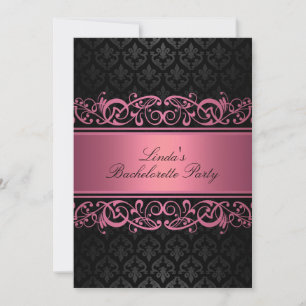 Damasco De Swirl Rosado Invitación a la fiesta d