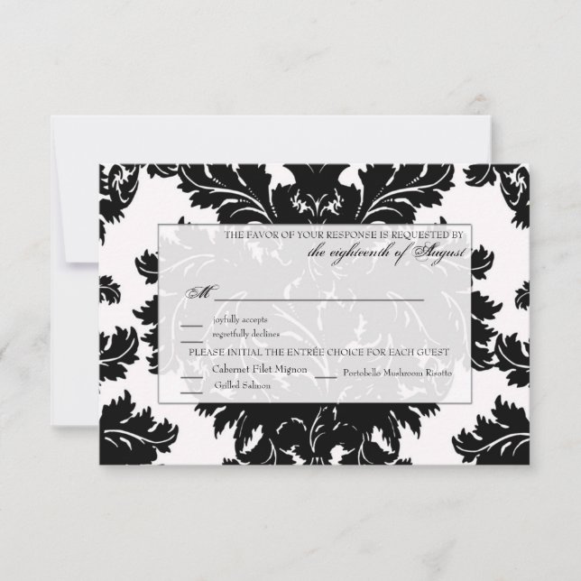 Damasco de tarjeta RSVP de boda de personalizable (Anverso)