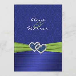 Damasco del azul real e invitación chartreuse de