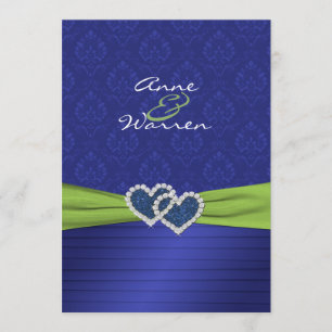 Damasco del azul real e invitación chartreuse de