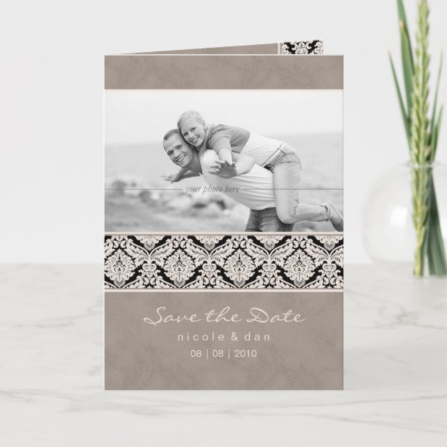 Damasco del beige de la tarjeta de felicitación de (Anverso)