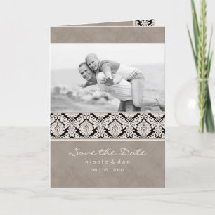 Damasco del beige de la tarjeta de felicitación de