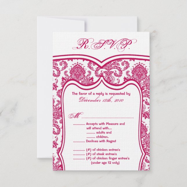 Damasco del Boda de tarjetas 3.5x5 R.S.V.P (Anverso)
