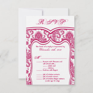Damasco del Boda de tarjetas 3.5x5 R.S.V.P